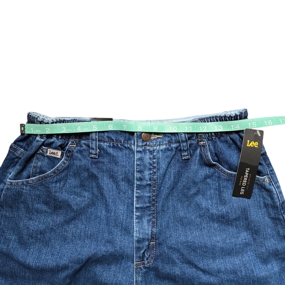 12 M Lee Women's Relaxed Fit Side Waist Elastic Tapered Leg Jeans Mid Rise Blue - Picture 13 of 16
